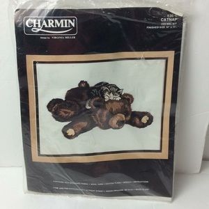Vintage Janlynn Charmin Crewel Stitch Kit #36-4 CATNAP Cat Kitten Bear NIP